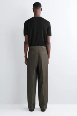 HERRINGBONE RELAXED-FIT WIDE-LEG PANTS