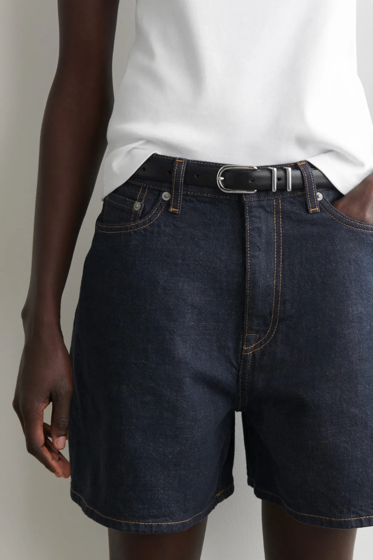 HIGH-RISE DENIM SHORTS