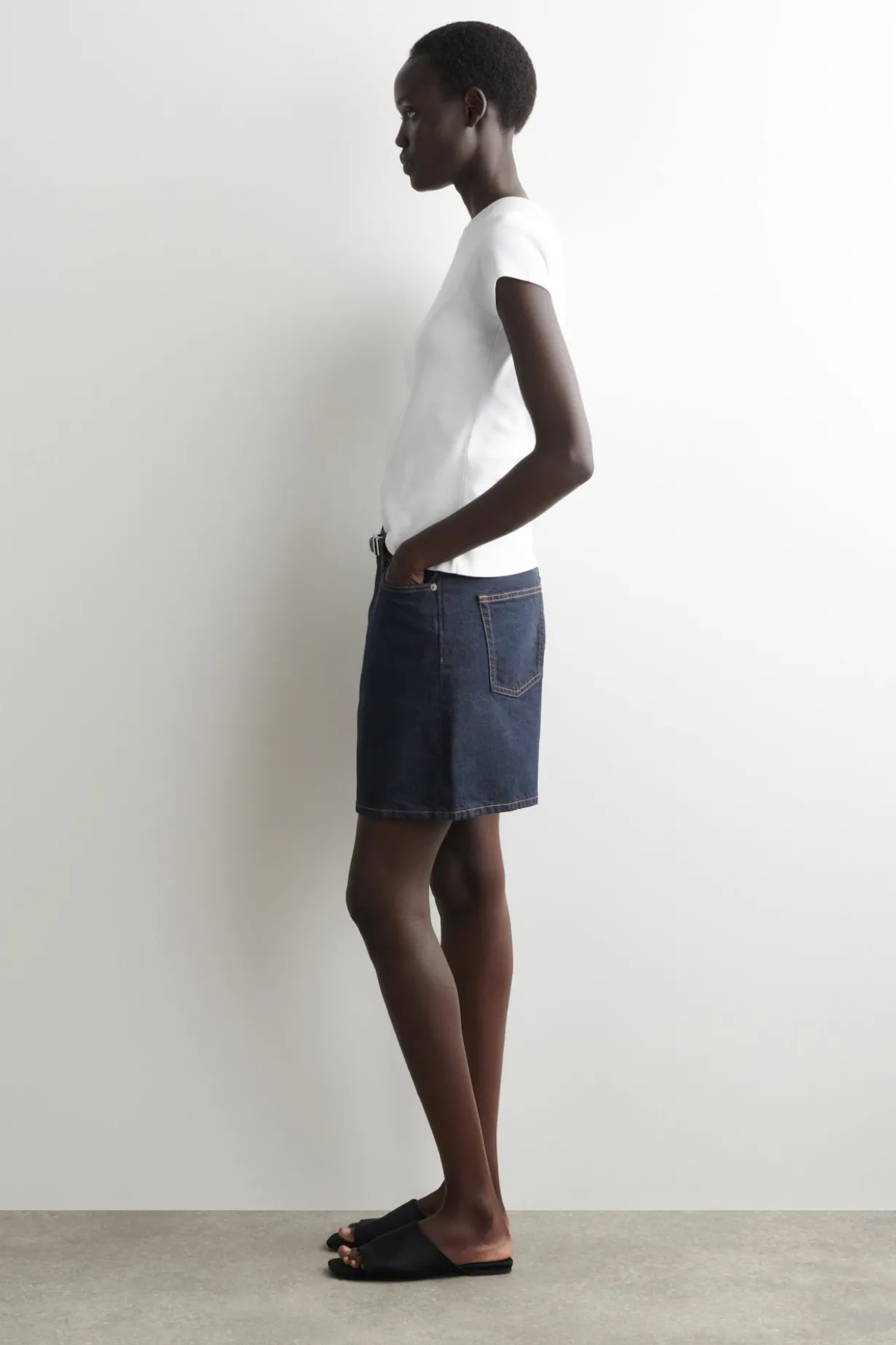 HIGH-RISE DENIM SHORTS