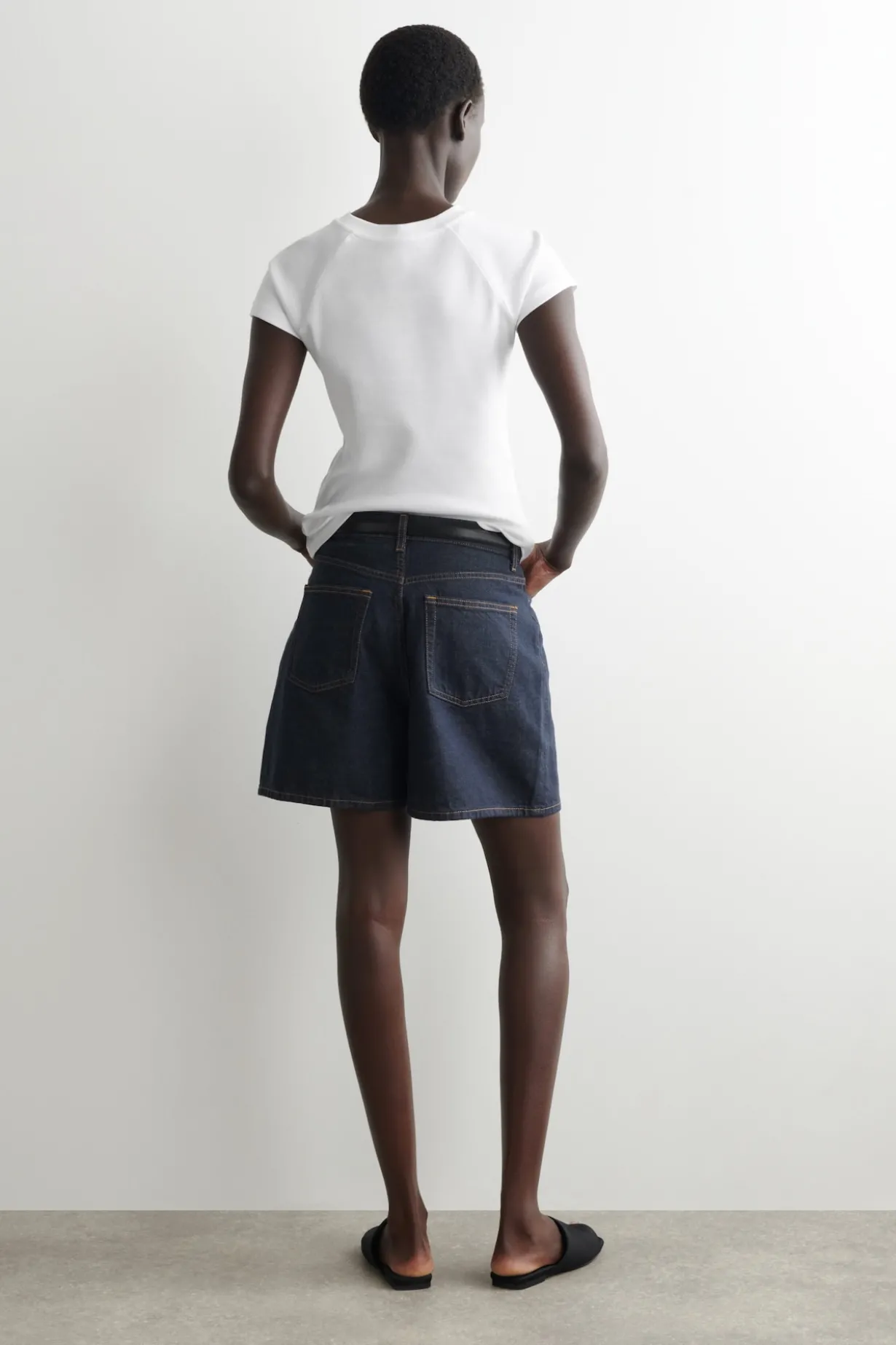 HIGH-RISE DENIM SHORTS