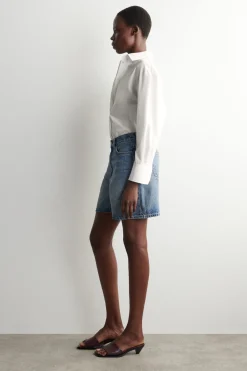 HIGH-RISE DENIM SHORTS