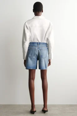 HIGH-RISE DENIM SHORTS