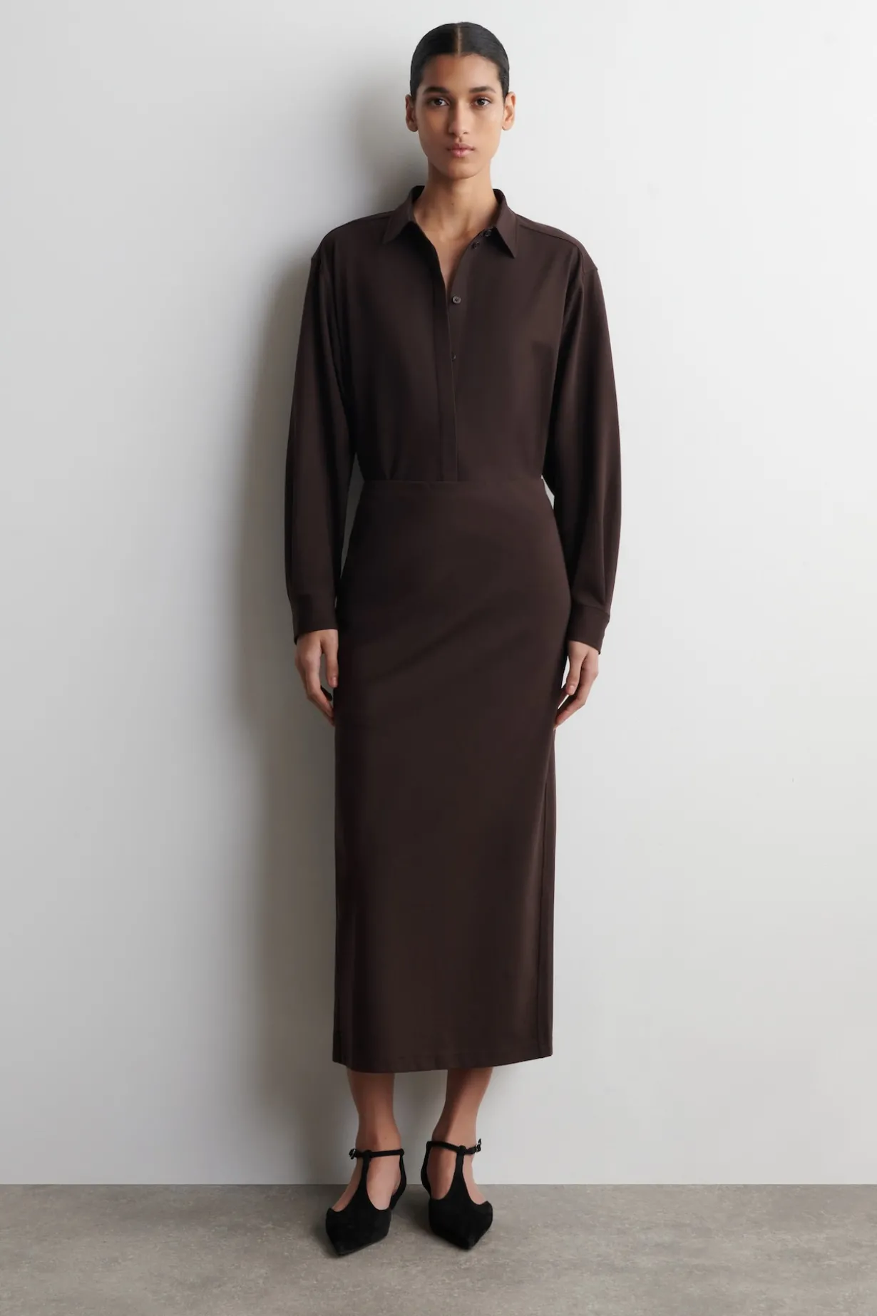 JERSEY MIDI PENCIL SKIRT