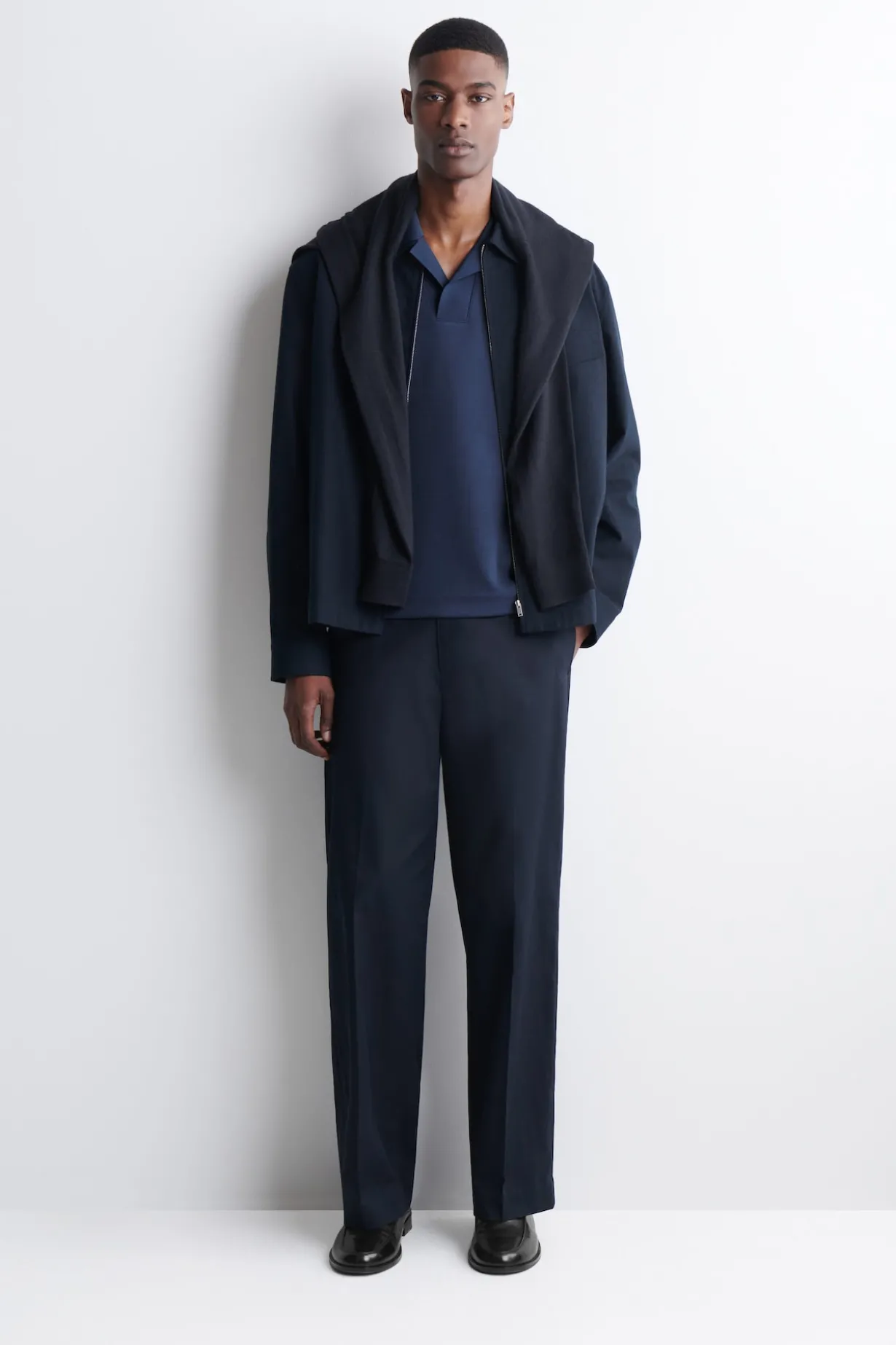 JERSEY-BONDED COTTON-TWILL POLO SHIRT