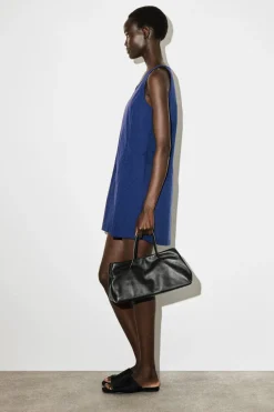 JERSEY-PANELED NYLON MINI DRESS