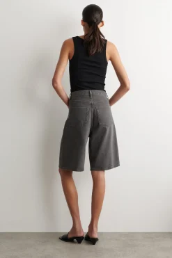 KNEE-LENGTH DENIM SHORTS