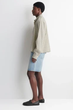 KNEE-LENGTH DENIM SHORTS