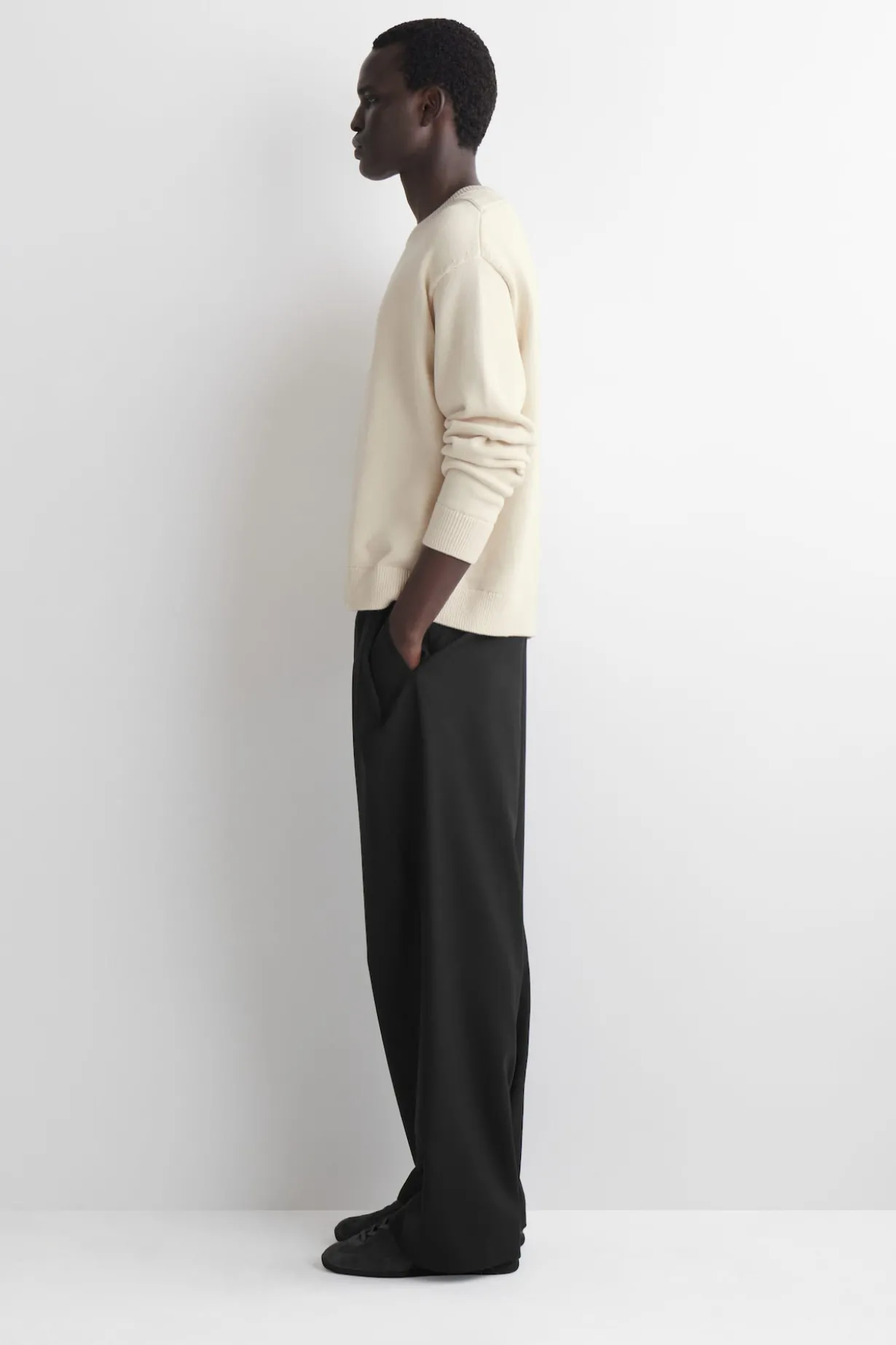 KNITTED COTTON CREW-NECK SWEATER