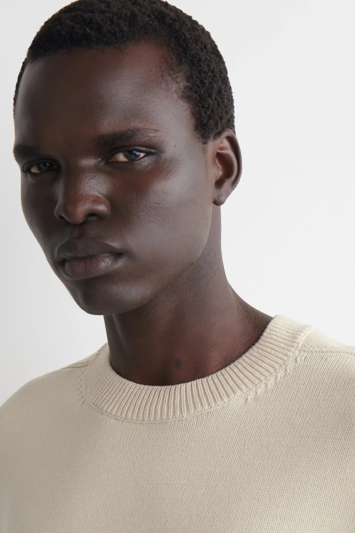 KNITTED COTTON CREW-NECK SWEATER