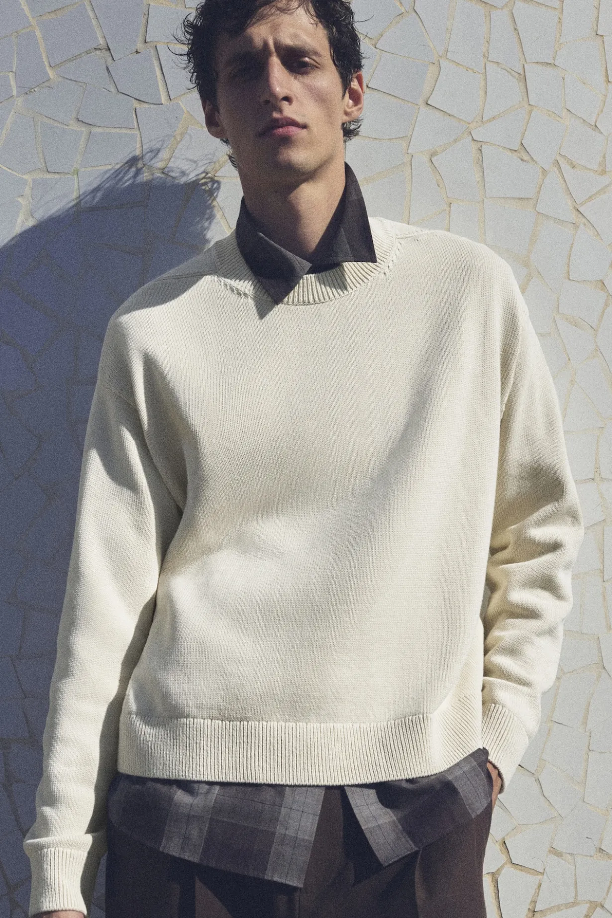 KNITTED COTTON CREW-NECK SWEATER
