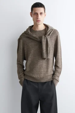 KNITTED LINEN CREW-NECK SWEATER
