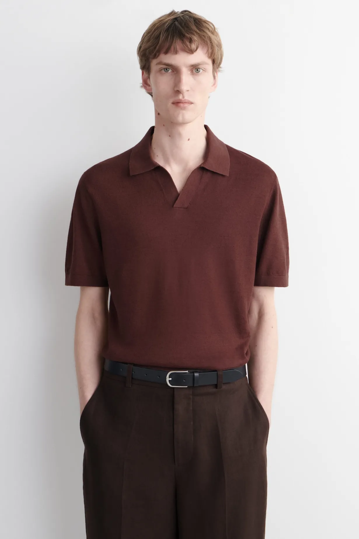 KNITTED LINEN POLO SHIRT