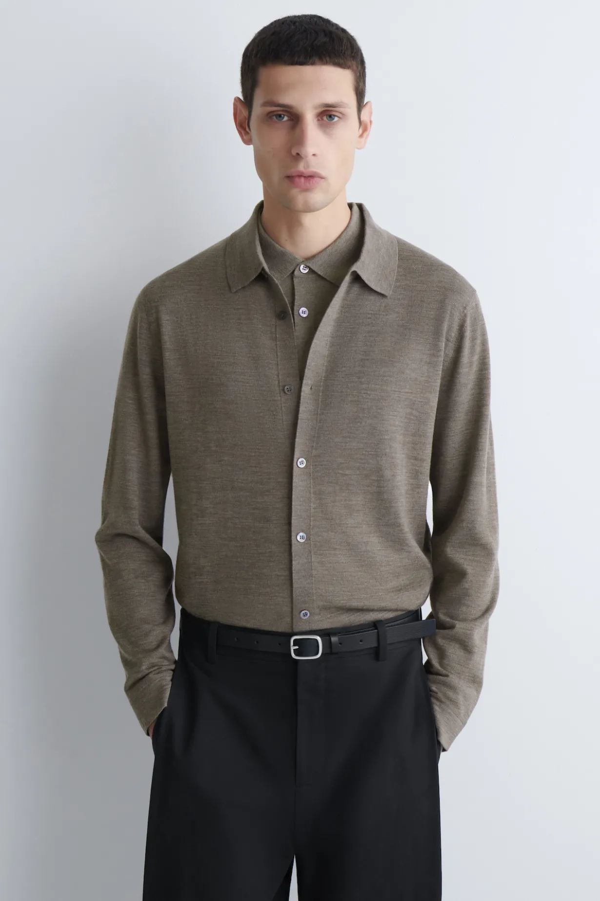 KNITTED MERINO WOOL SHIRT