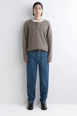 KNITTED MERINO-YAK HENLEY TOP
