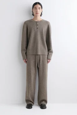 KNITTED MERINO-YAK HENLEY TOP