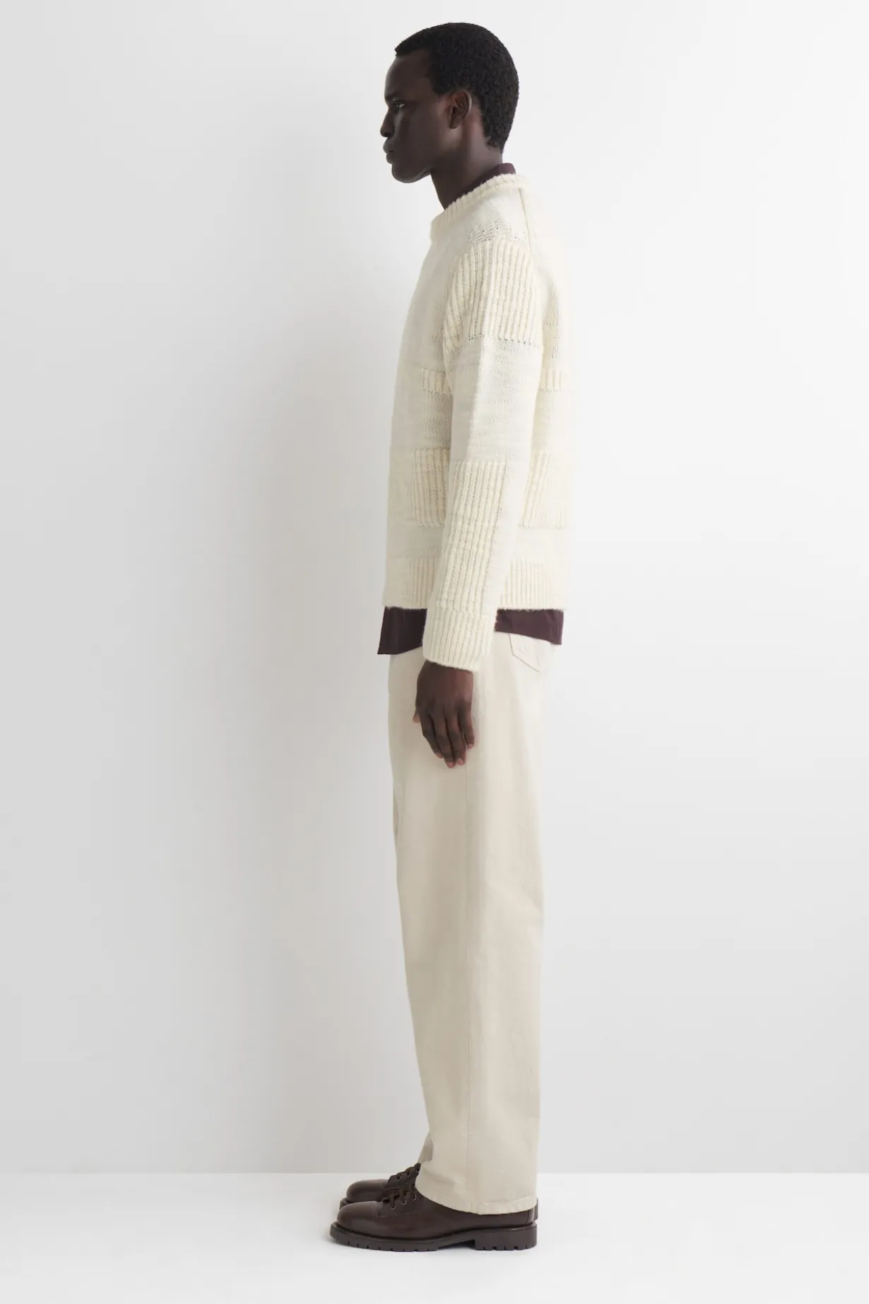 LADDER-STITCH WOOL SWEATER