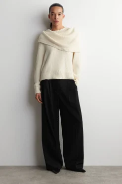 LAYERED SHAWL MERINO-CASHMERE SWEATER