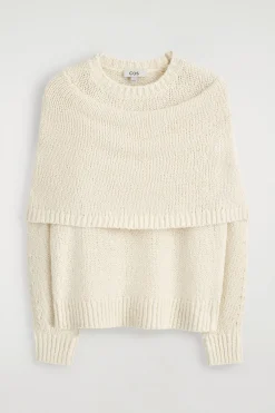 LAYERED SHAWL MERINO-CASHMERE SWEATER