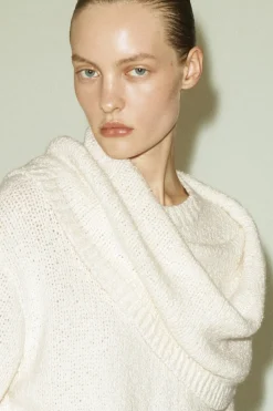 LAYERED SHAWL MERINO-CASHMERE SWEATER