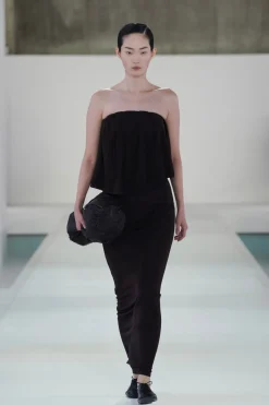 LAYERED SHEER-KNIT BANDEAU MAXI DRESS