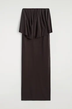 LAYERED SHEER-KNIT BANDEAU MAXI DRESS