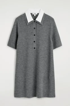 LAYERED-COLLAR MERINO WOOL MINI DRESS