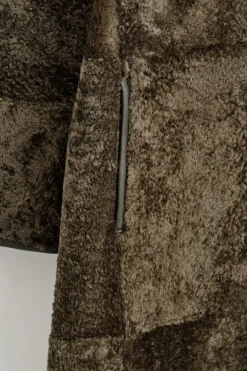 LEATHER-BONDED SHEARLING LONG COAT