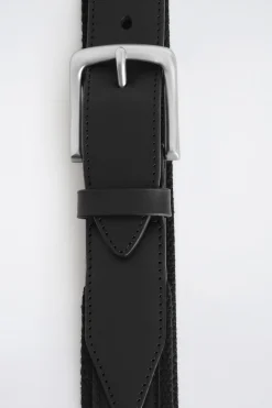 LEATHER-TRIMMED WEBBING BELT