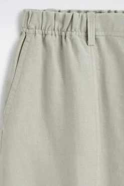 LINEN RELAXED-FIT BARREL-LEG TROUSERS