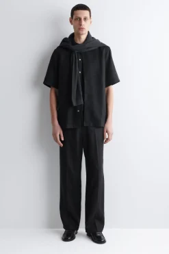 LINEN RELAXED-FIT STRAIGHT-LEG PANTS