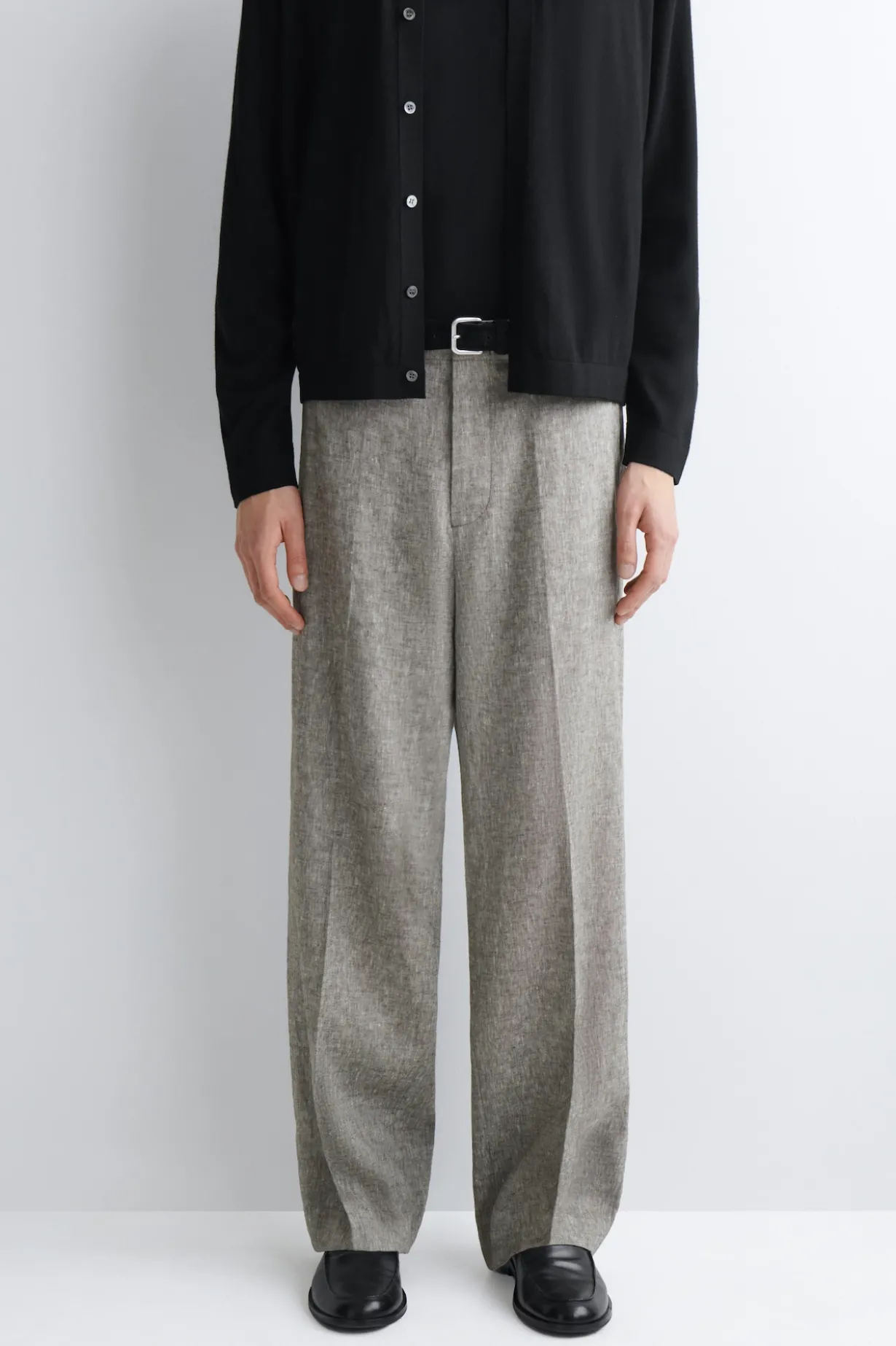 LINEN RELAXED-FIT STRAIGHT-LEG PANTS