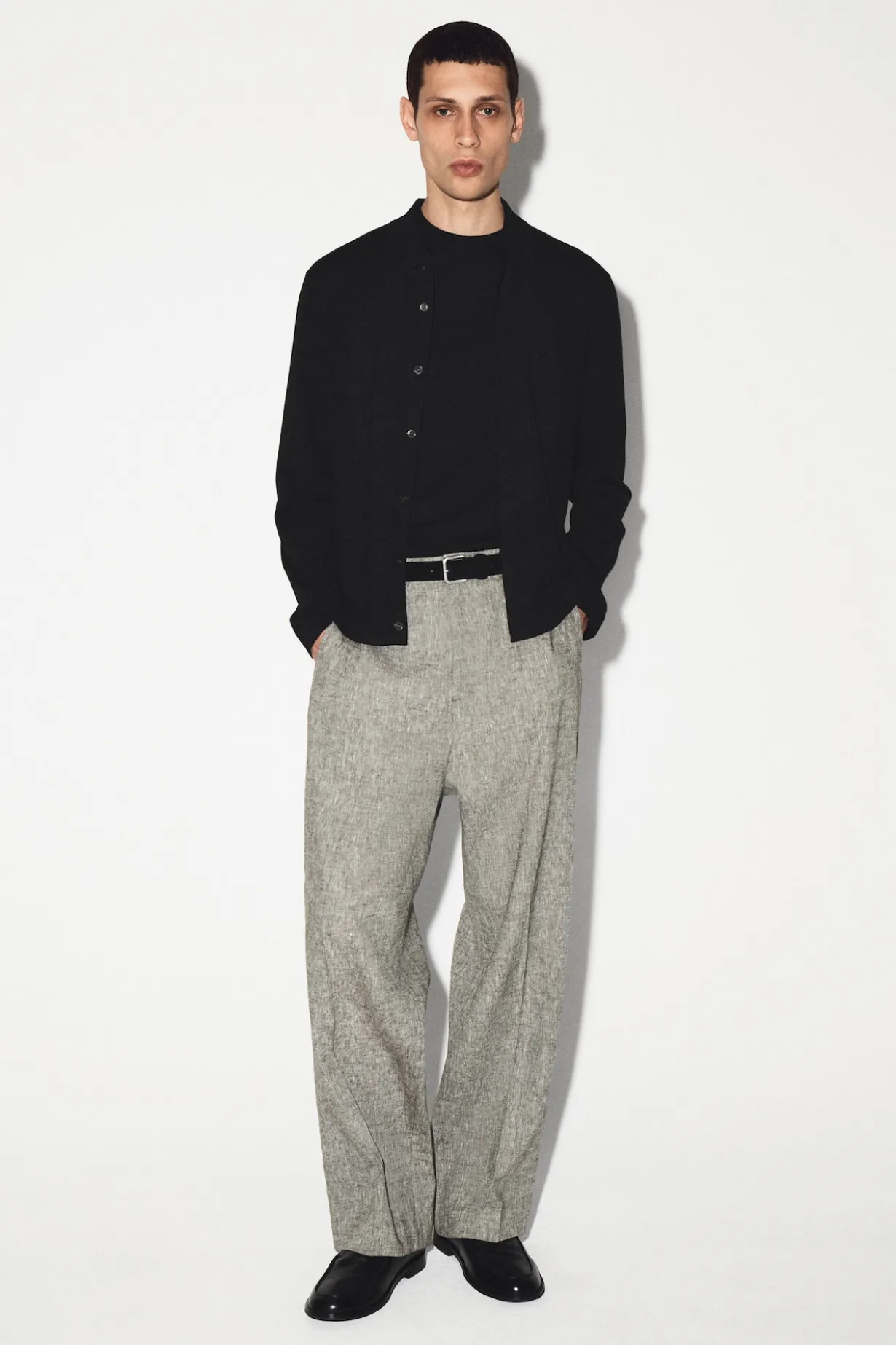 LINEN RELAXED-FIT STRAIGHT-LEG PANTS