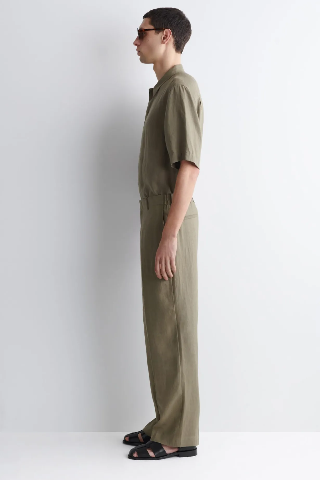 LINEN RELAXED-FIT STRAIGHT-LEG PANTS
