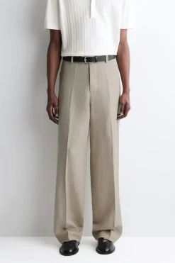 LINEN RELAXED-FIT STRAIGHT-LEG PANTS
