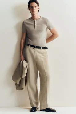 LINEN RELAXED-FIT STRAIGHT-LEG PANTS