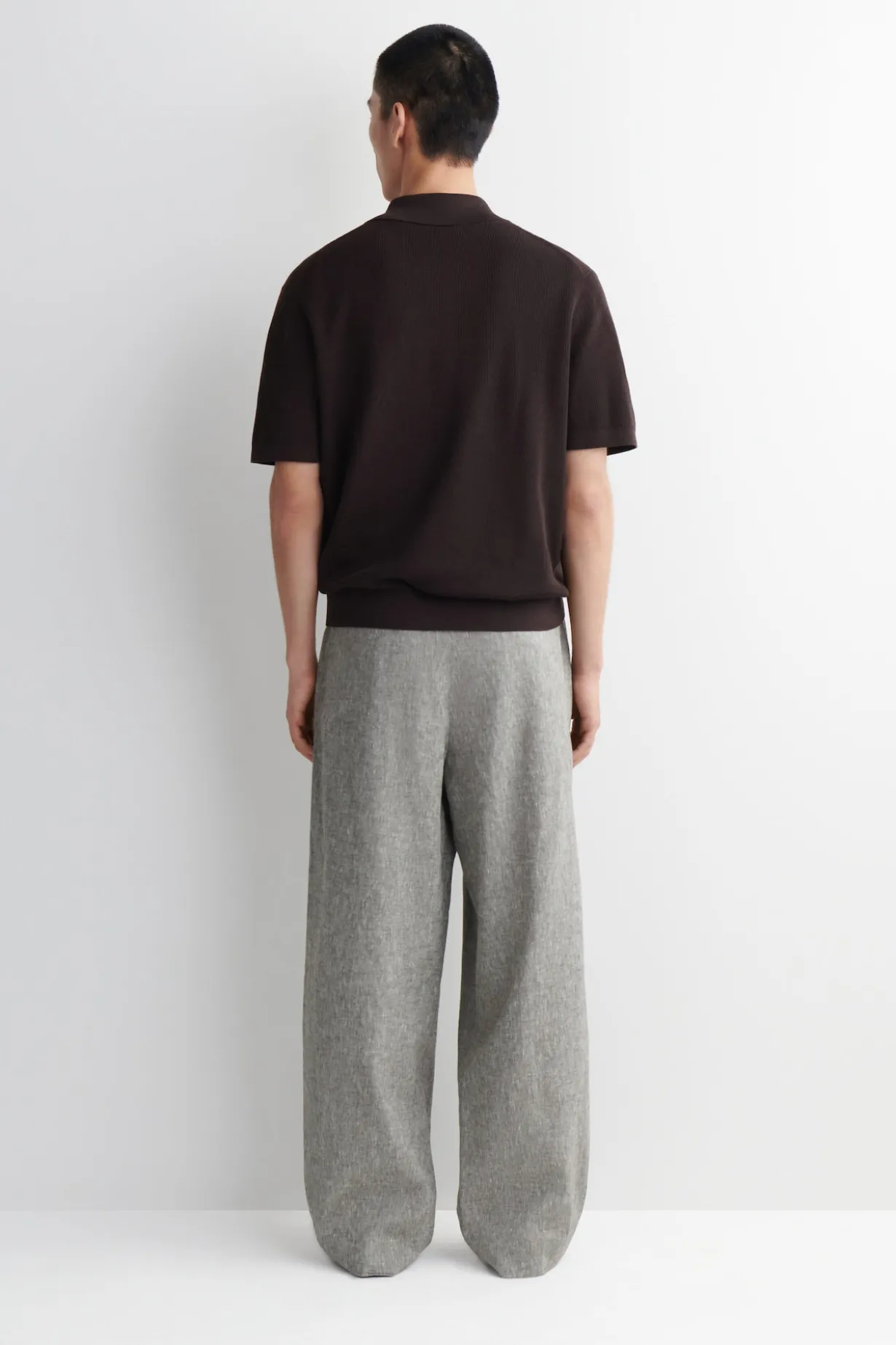LINEN RELAXED-FIT WIDE-LEG PANTS