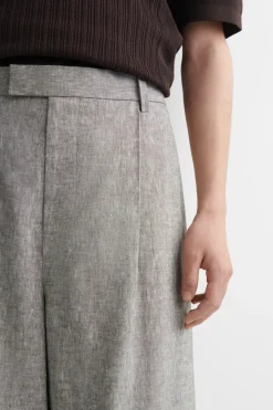 LINEN RELAXED-FIT WIDE-LEG PANTS