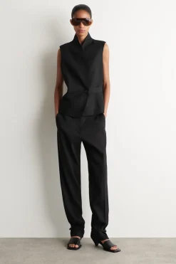 LINEN STRAIGHT-LEG PANTS