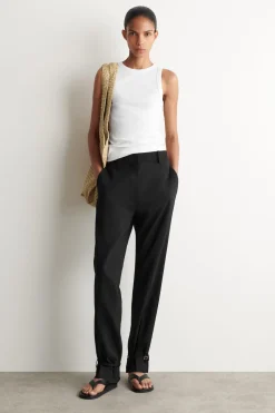 LINEN STRAIGHT-LEG PANTS