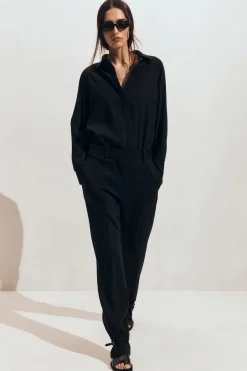 LINEN STRAIGHT-LEG PANTS