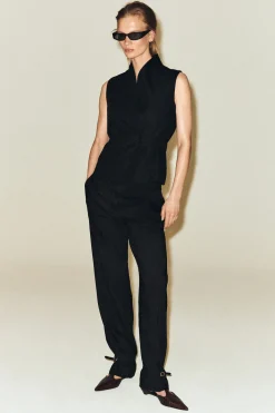 LINEN STRAIGHT-LEG PANTS