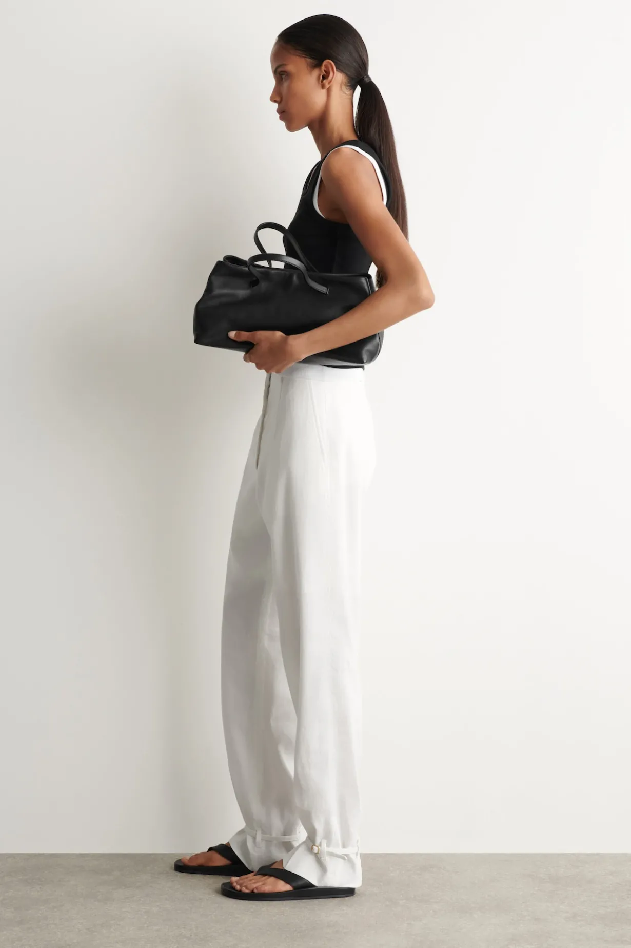 LINEN STRAIGHT-LEG PANTS