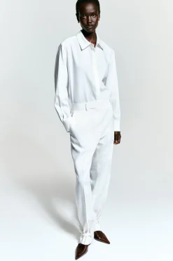 LINEN STRAIGHT-LEG PANTS