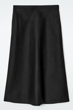 LINEN-BLEND MIDI COLUMN SKIRT