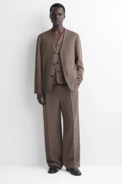 LINEN-BLEND RELAXED-FIT WIDE-LEG PANTS