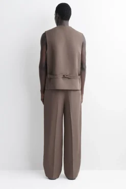 LINEN-BLEND RELAXED-FIT WIDE-LEG PANTS