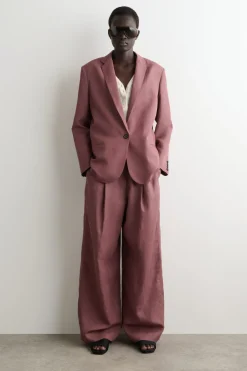 LINEN-BLEND SINGLE-BREASTED BLAZER