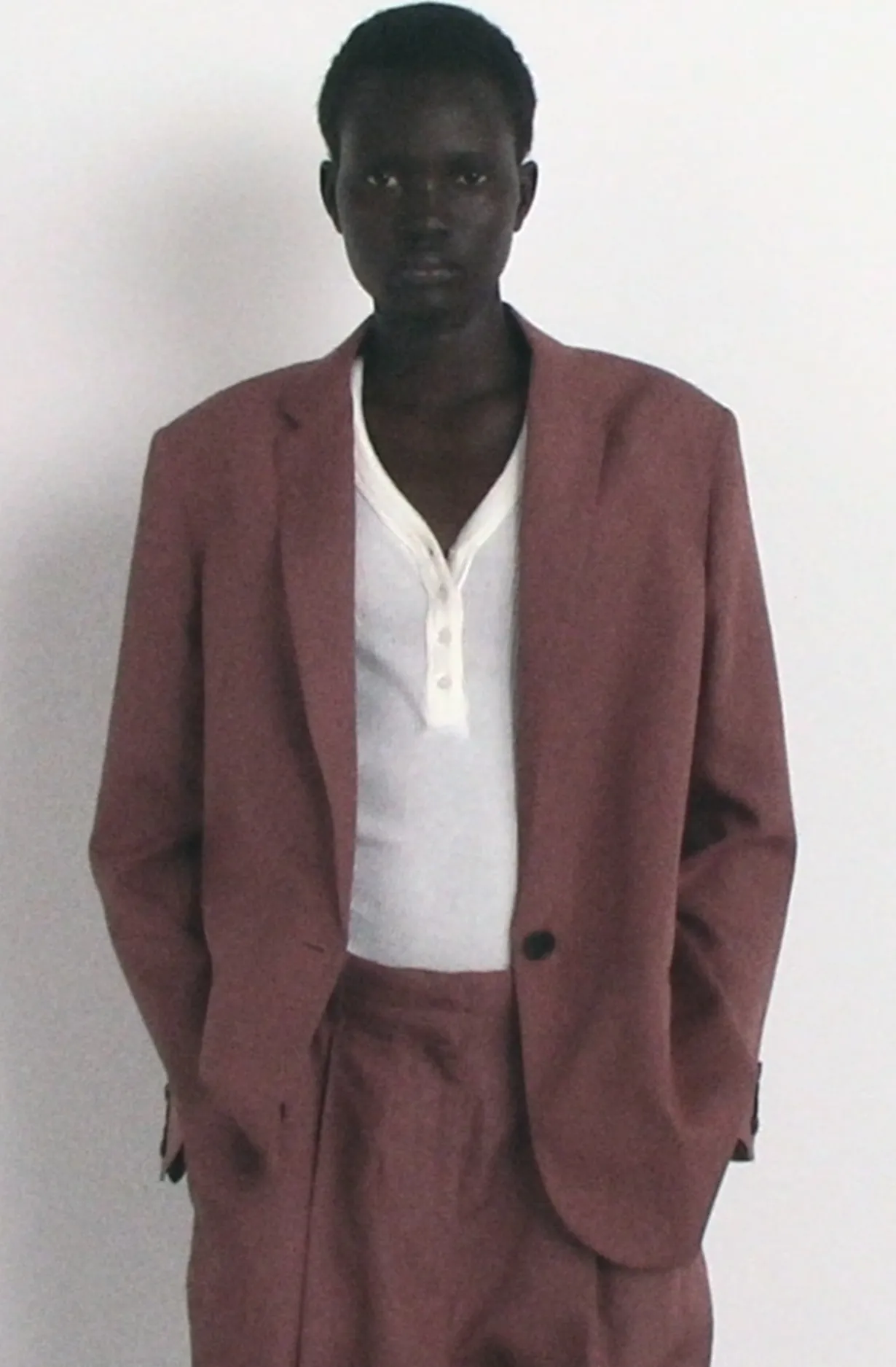LINEN-BLEND SINGLE-BREASTED BLAZER