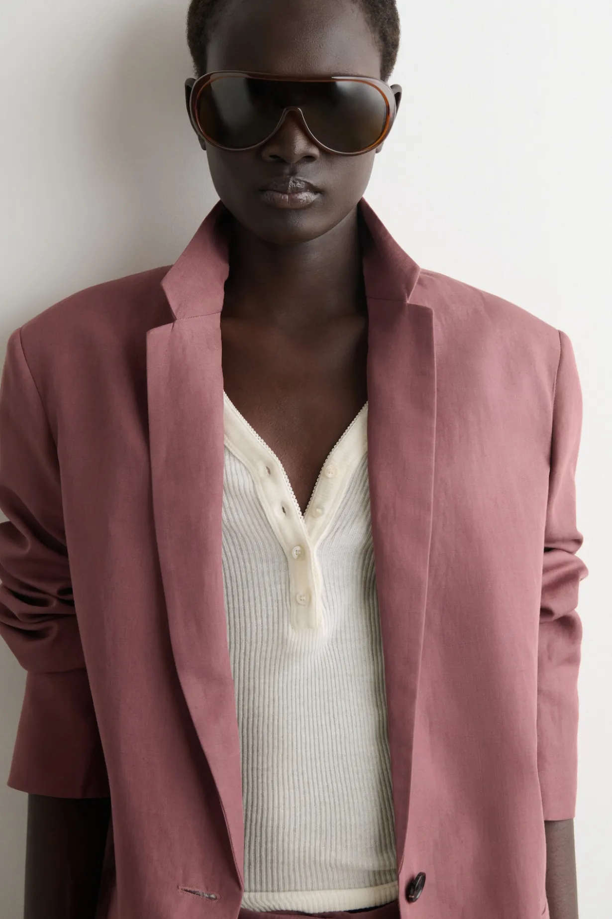 LINEN-BLEND SINGLE-BREASTED BLAZER