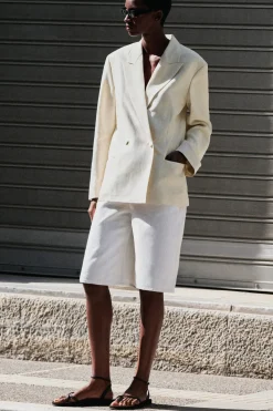 LINEN-BLEND TUXEDO BLAZER